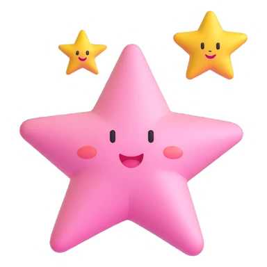 Kirby floating with a star, cheerful expression, simple background sticker