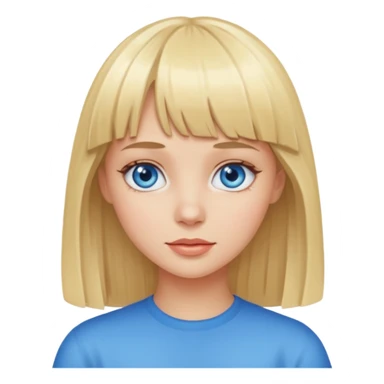 Blonde girl with bangs and blue eyes sticker