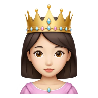 Asian girl wearing a princess crown on her head  sticker