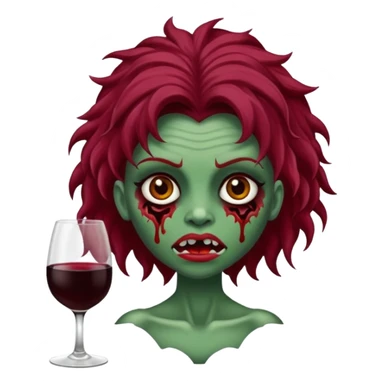 Uma zumbi garota com cabelo vermelho vinho ondulado e grande e franja grande reta sticker