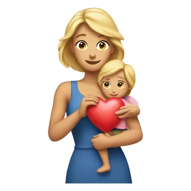 Blonde Mother holds her  big heart in her arm sticker