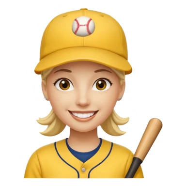 woman with yellow jersey and baseball hat sticker