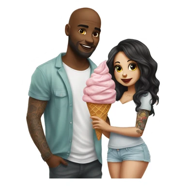 Cute ice cream date for beautiful tattooed couple sticker
