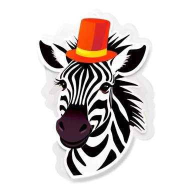 Zebre créatif avec un chapeau de fête  sticker