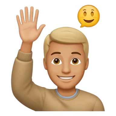 caucasian man waving, emoji style sticker