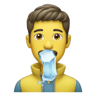 Man licking ice lemon sticker