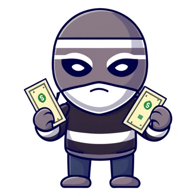 robber with money sign bag sticker