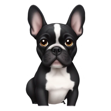 Black French bulldog x pug with ears dowb sticker