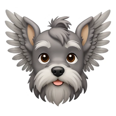 Gray schnauzer with beard a little bit brown and wings sticker