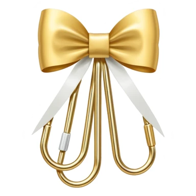 one gold paper clip with a white bow in the middle sticker