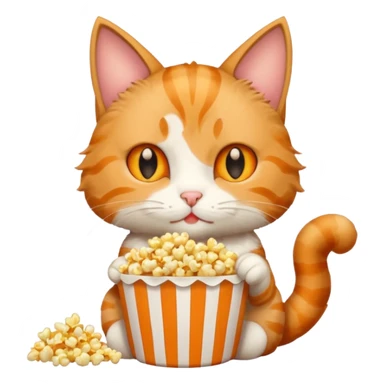 cat eat pop corn sticker