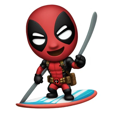 deadpool on a surfboard  sticker