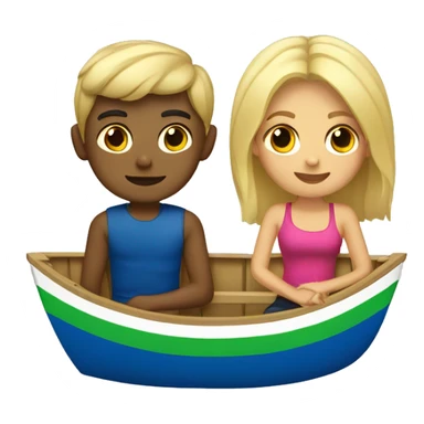 Mexican girl and blonde boy in small boat sticker