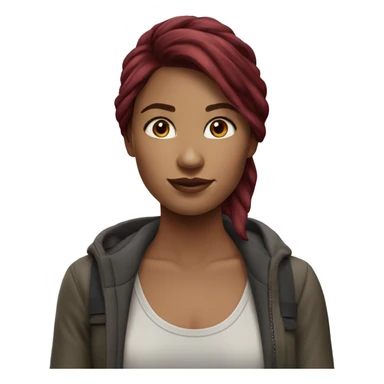 Realistic beautiful burgundy haired Girl wearing long northface  sticker