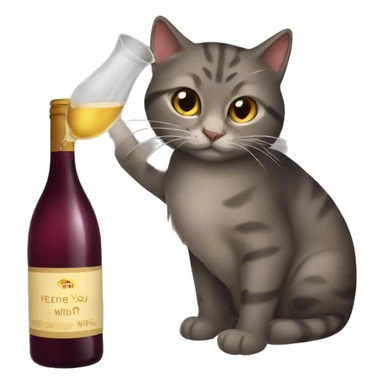 cat drink wine  sticker