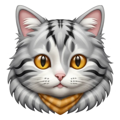striped cat with hair in white and gray colors sticker