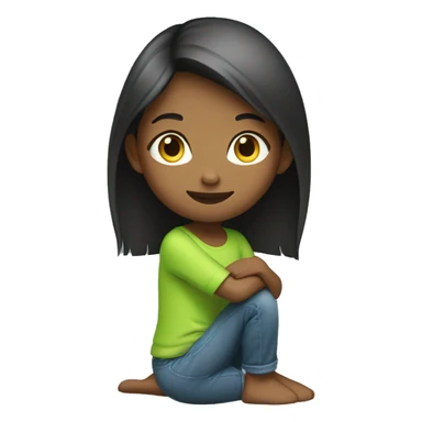 Girl kneeling wearing a lime green shirt  sticker