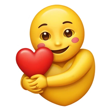 a yellow emoji hugging a heart sticker