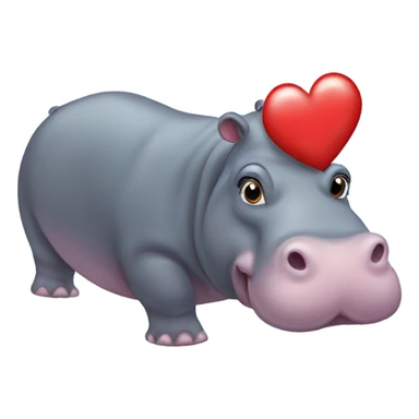 The hippo moo Deng with a heart above her head sticker