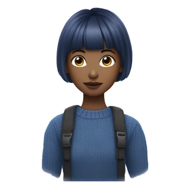 bangs short hair girl blue jumper holding blueberries sticker