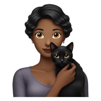 Pretty black haired woman holding Black cat sticker