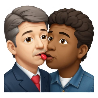 jean luc melenchon qui fait un bisous sur la bouche a une personne noir sticker