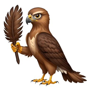 A hawk holding a large blank sign sticker