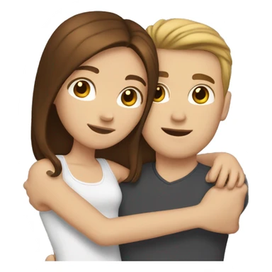 White girl with brown hair hugging white guy with brown hair sticker