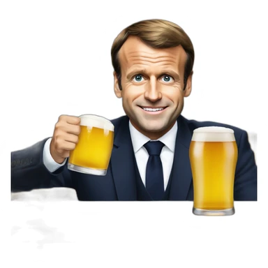 Emmanuel Macron en train de boire une bière sticker