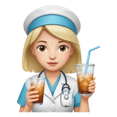 nurse holding iced drink sticker
