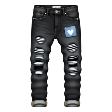 Black ripped jeans with white tag in back sticker