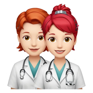doctors wirh red hairclips sticker