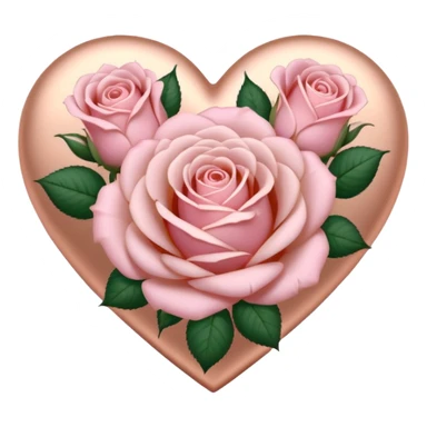 Rose-gold heart shape with pastel pink roses adorning it sticker