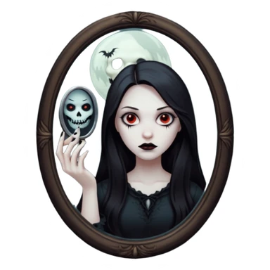 Spooky killer on mirror behind woman sticker