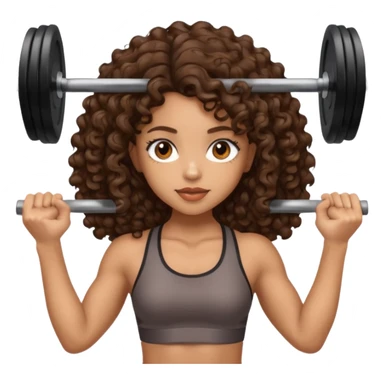 pretty lightskin girl with brown eyes and brown wavy cury hair lifting weight sticker