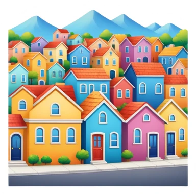 Neighborhood with colorful houses sticker