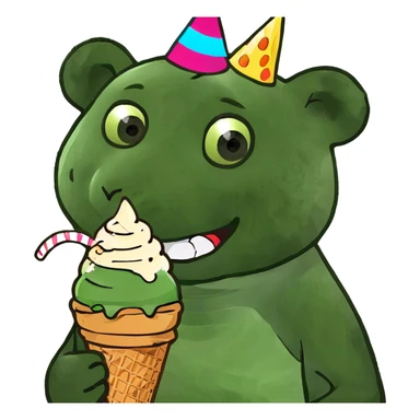 Panda eating ice cream sticker