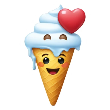 smiley in love with ice cream sticker