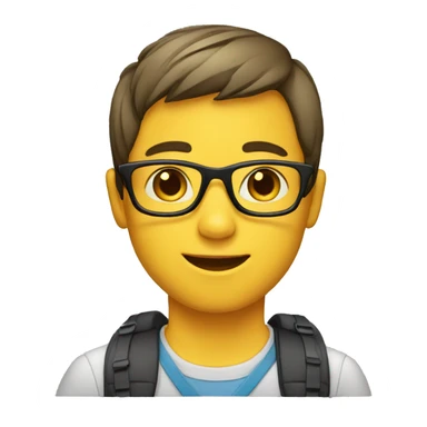 boy with straight hair-school bag-glasses sticker