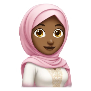 Princesse with dress pink and hijab white  sticker