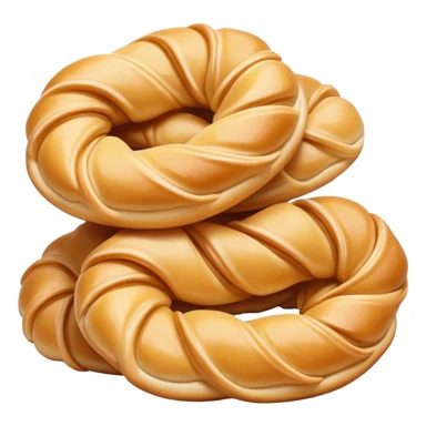 Tianjin Fried Dough Twist Mahua twisted crispy pastry, simplified emoji style with bold outlines and bright colors, cartoon style traditional Chinese fried snack sticker