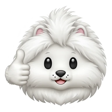 White furry thumbs up sticker