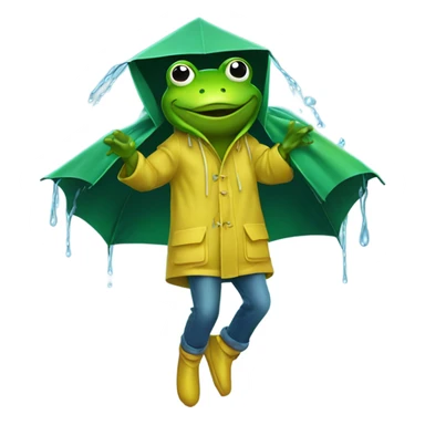 Frog in raincoat dancing in rain  sticker
