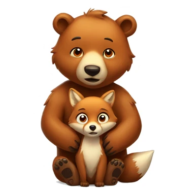 Bear with cutie fox  sticker