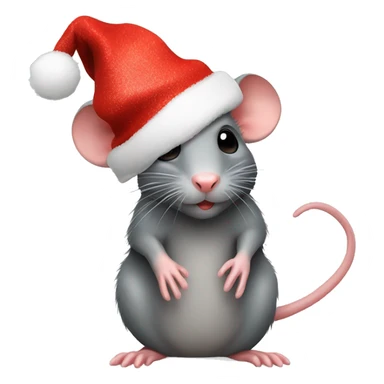 Rat met kerstmuts sticker