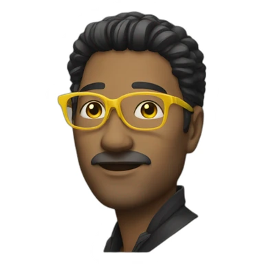Man with yellow tinted glasses and black hair  sticker