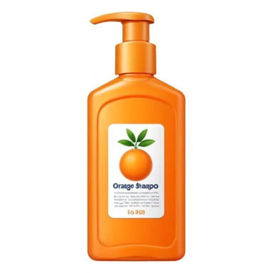 Square-shaped orange-colored shampoo - No product descriptionSquare-shaped package containing an orange-colored shampoo without embossing - no product description sticker