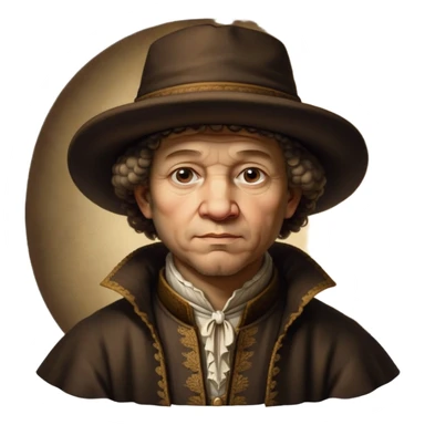 of-rembrandt,-shown-as-a-master-artist-with-deep,-introspective-eyes-and-richly-detailed-period-clothing,-rendered-with-dramatic-chiaroscuro-lighting-that-emphasizes-his-legacy brown puffy hat sticker