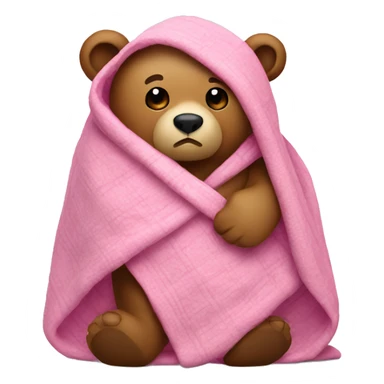 Bear wrapped in pink blanket  sticker