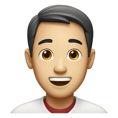 Smiling Chinese man have a surprised sticker